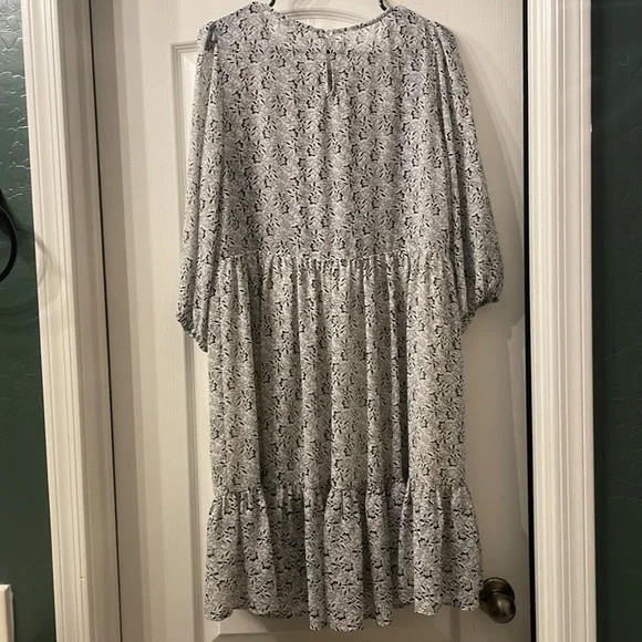 Jodifl Mixed Media 3/4 Sleeve Boho Dress Embroidered Black and White Size M - Picture 8 of 9